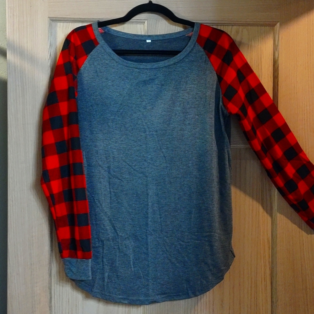 Women's Long Sleeve Red Plaid Shirt